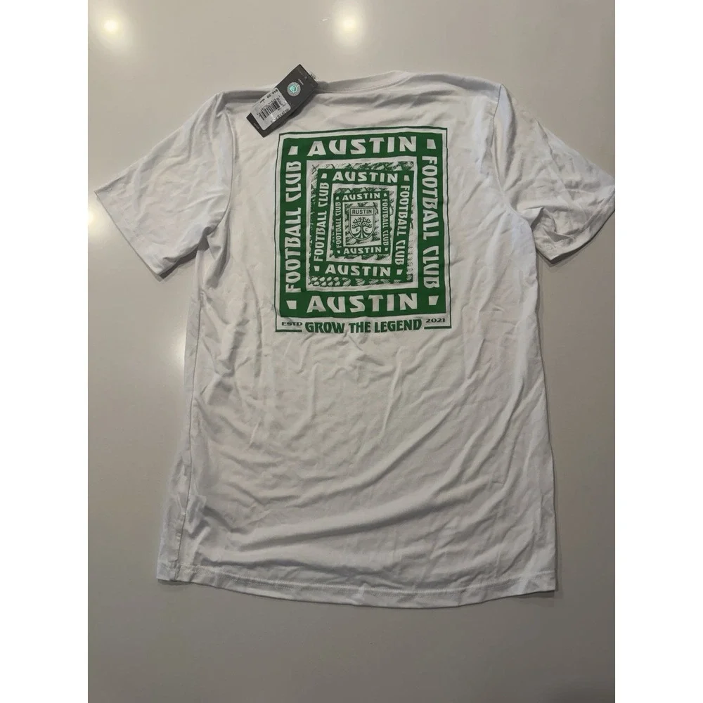 Adidas Austin FC Mens White Short Sleeve Pregame Soccer Tee JP2856 NWT Small